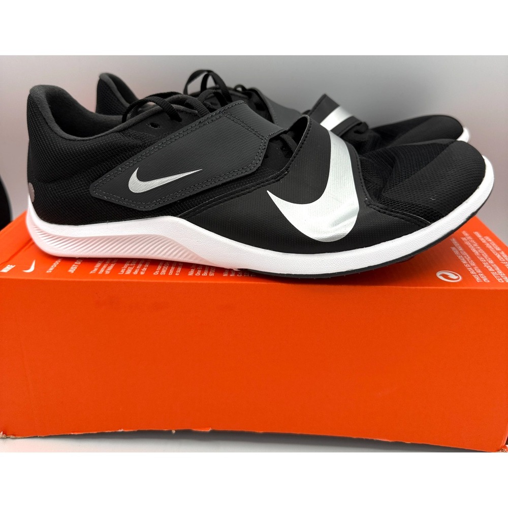 Nike Air Zoom Rival Jump Shoes Mens 10 Black Metallic Silver Cleats DR2756 001